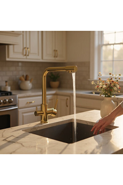 İSAOĞLU YAPI Bright Gold Premium Purified Kitchen Faucet