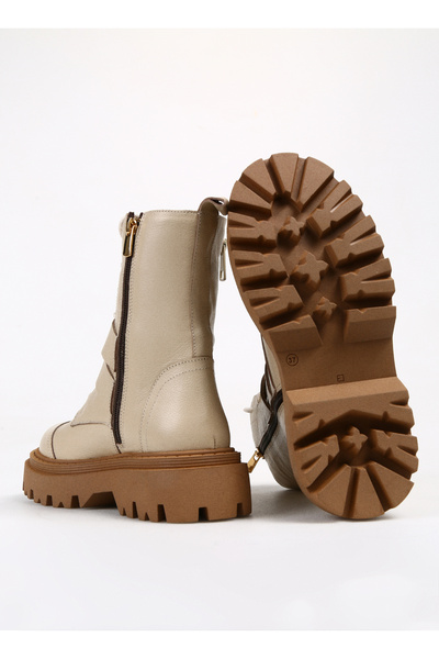 Manijero Bej Kadın Deri Bot Celia