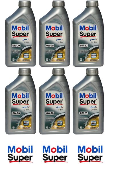Mobil زيت محرك موبيل سوبر 0w20 – ( 6 عبوات * ١لتر ) تخليقي بالكامل-صنع بالمملكة العربية السعودية