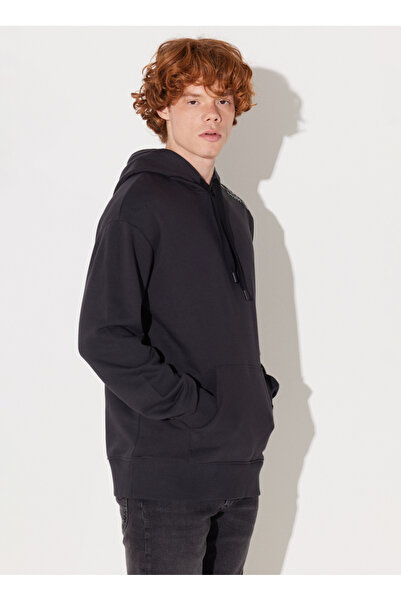 Lee Ανδρικό φούτερ με κουκούλα ανθρακί L232275003 Φούτερ με χαλαρή εφαρμογή