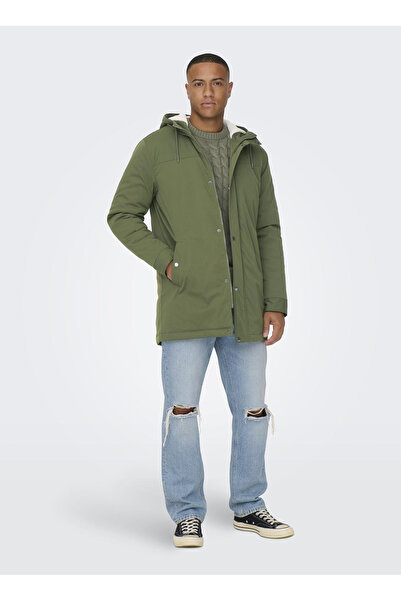 Only & Sons Koyu Yeşil Erkek Kapüşon Yaka Mont 22025690_ONSALEXANDER PARKA OT...