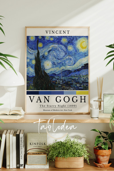 tablodea Van Gogh Yıldızlı Gece Tablo, Çerçeveli Sanatsal Poster, Modern Vint...