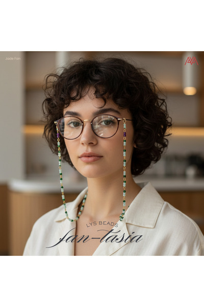 Lys Beads – Fan-tasia Jade |Yeşil El Yapımı Boncuklu Gözlük ve Kulaklık Zinciri