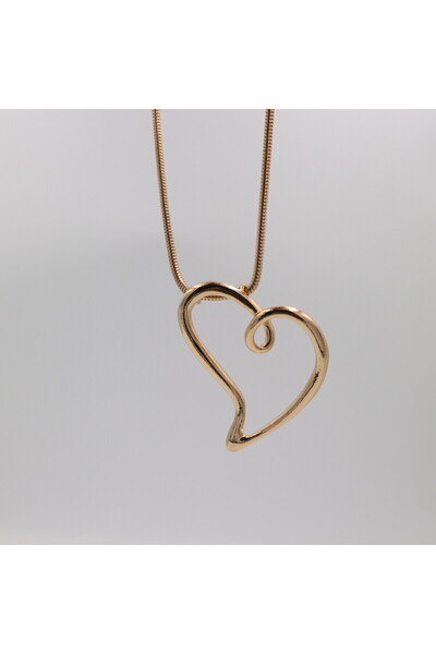 Retrovy Store Heartline Large Design Heart Necklace