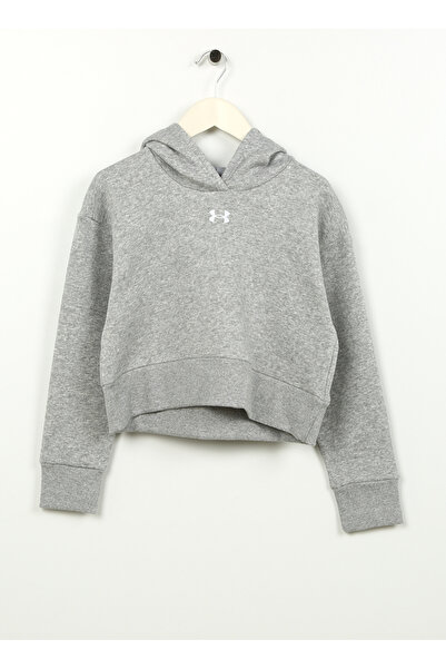Under Armour Gri Kız Çocuk Kapüşonlu Uzun Kollu Bol Kesim Düz Sweatshirt 1379...
