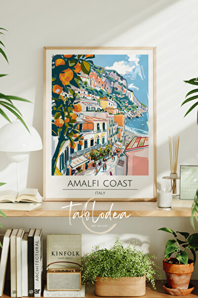 tablodea İtalya Amalfi Şehir Manzarası Çerçeveli Poster Tablo TD Modern Dekor...