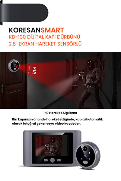 koresan KD-100 Dijital Kapı Dürbünü 2.8” Ekran Hareket Sensörlü