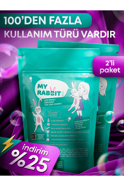 My Rabbit! Çamaşır Ve Yüzey Için Çok Amaçlı Oksijenli Toz Leke Çıkarıcı ve beyazlatıcı 2'li Paket 2 X 800 gr