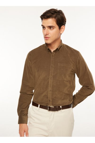FABRIKA COMFORT Khaki Men's Buttoned Regular Fit Shirt Fc3Wm-Gml317