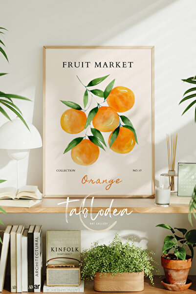 tablodea Μινιμαλιστική διακόσμηση κουζίνας με θέμα το πορτοκάλι, ζωγραφική αφ...