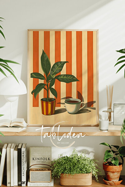 tablodea Modern Kahve Köşesi Dekoru Çerçeveli Poster Tablo, Minimalist Dekora...