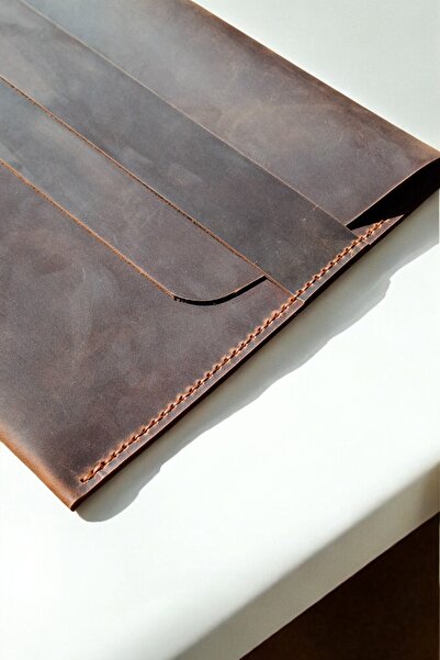 MAT Deri حقيبة ماك بوك من الجلد الطبيعي، حافظة ماك بوك اير برو m1 m2 m3 m4 بلون أسمر