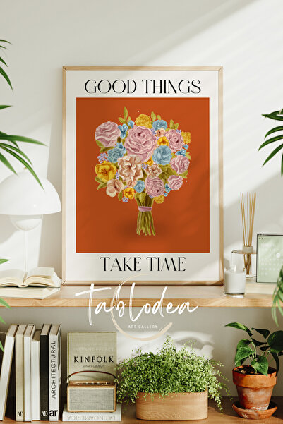 tablodea Pictură minimalistă cu flori, Poster minimalist înrămat, Pictură cu ...