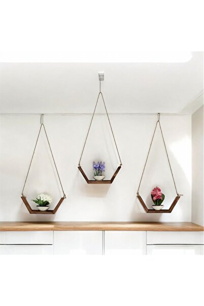 evdeki atölyem Dekoratif 3’lü Duvar rafı Sandal raf çiçeklik