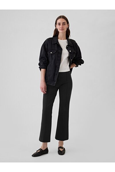 GAP Kadın Siyah High Rise Double Knit Crop Kick Pantolon