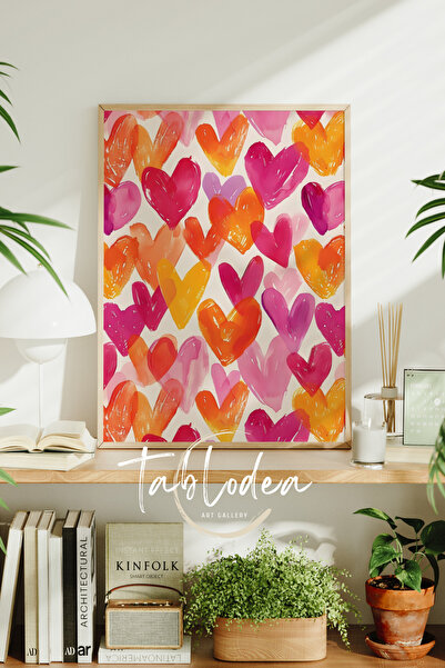 tablodea Kalpli Maximalist Tablo, Kalpli Çerçeveli Poster, Kalpli Pinterest T...