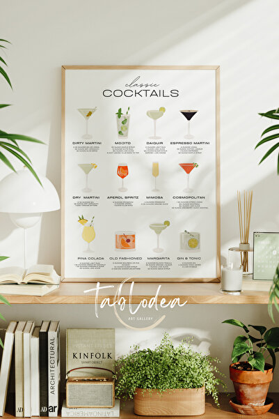 tablodea Tablou cu poster înrămat modern cu cocktailuri scrise, pictură mural...