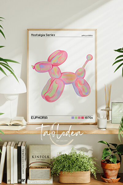 tablodea Minimalistička slika u okviru sa temom psa od balona, retro dekorati...