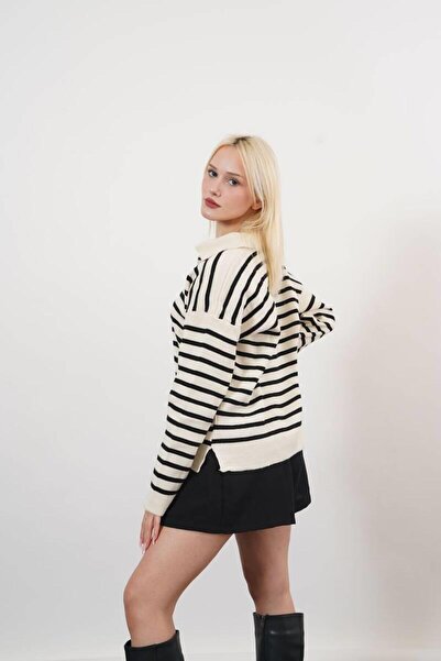 Pafi Moda Pulover de damă Alix de înaltă calitate, cu dungi albe