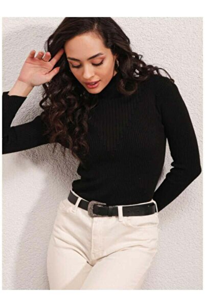 Pafi Moda Pulover cu nervuri pentru femei de înaltă calitate Ofelia, negru