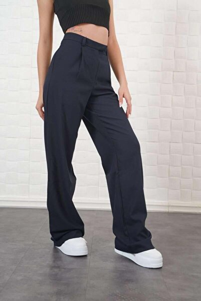 Pafi Moda Cordis Високої якості жіночі брюки з одним швом і широкими штанинами, синього кольору