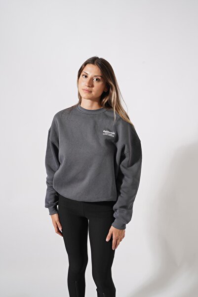 Pafi Moda Hanorac gri pentru femei de înaltă calitate, cu text pe spate