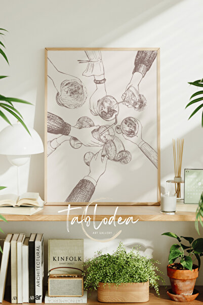 tablodea Poster ilustrat cu cocktailuri boeme, tablou decorativ modern pentru...