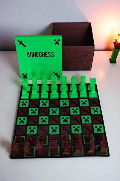 Vaiflagy Store Minepixel Mini Satranç (Chess) Seti Kutulu Oyun Hediyelik, Dekor