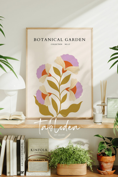 tablodea Pictură murală florală în stil boem, cu ramă, pictură murală decorat...