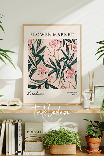 tablodea Pictură murală minimalistă cu ramă florală, cu text, Dubai, pictură ...