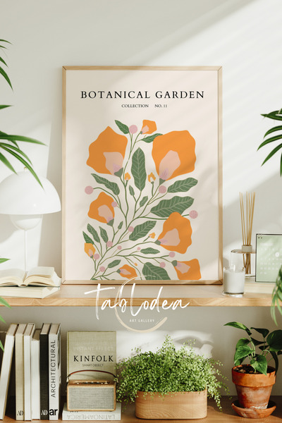 tablodea Pictură murală florală în stil boem, cu ramă, pictură murală decorat...