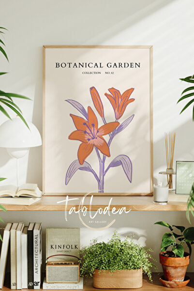 tablodea Tablou cu poster înrămat în stil boem cu floare de crin, pictură dec...