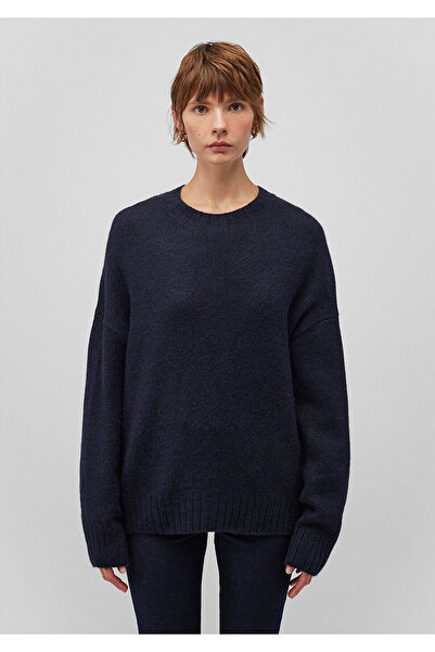 Mavi Alpaka Karışımlı Bisiklet Yaka Lacivert Kazak Loose Fit / Bol Rahat Kesim 1710517-83699