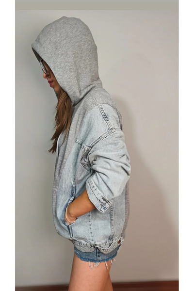 MADAMMERY Jean Detailed Hooded Sweatshirt Hoodie