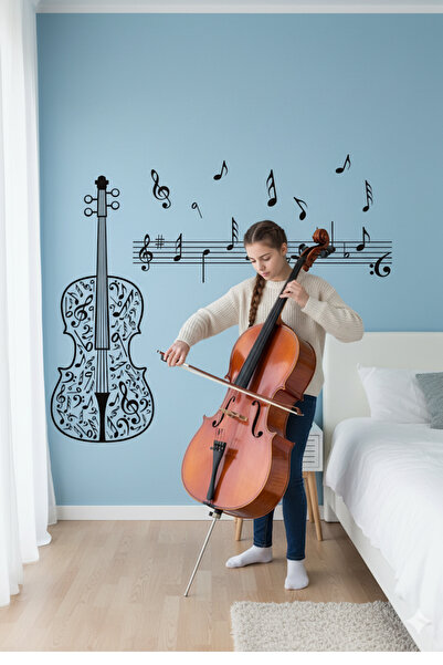 KT Decor ملصق غرفة المعيشة على شكل نوتة موسيقية للكمان