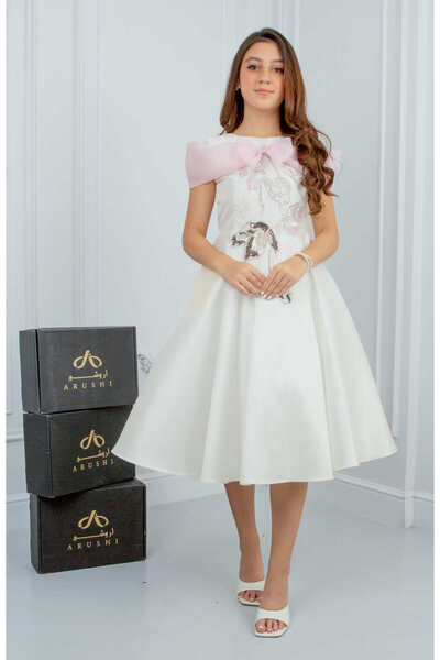 arushi White Mikado Evening Dress