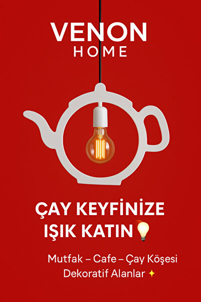 VENON Beyaz Sarkıt Metal Çaydanlık Tasarımlı Avize – Mutfak ve Cafe Dekoratif...