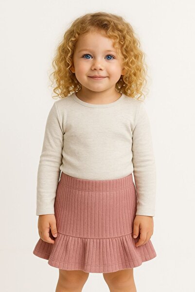 Milangel Girl's Knitted Skirt with Frilly Rose Dried Skirt