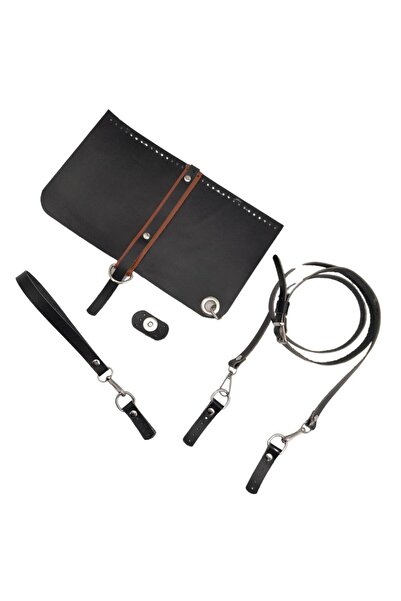 angel çanta aksesuar Angel Bag Accessory Real Leather Adjustable Handle Evening Dress Cluch Bag Set Black Color Silver Metal