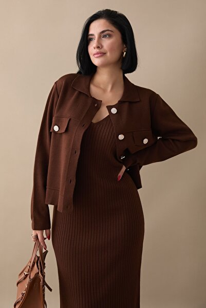 InStyle Комплект от плетиво Bitter Brown - със сако и рокля