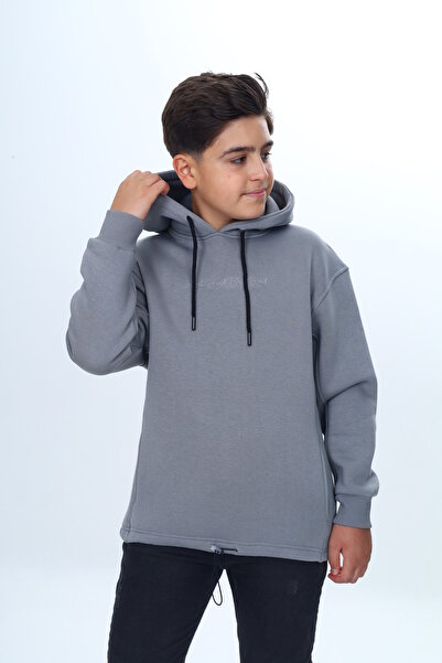 Fagis سويت شيرت رجالي رمادي اللون بقلنسوة وجيوب جانبية كبيرة الحجم
