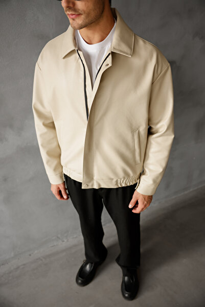 Mach Oversize Unisex Vintage İçi Kürklü Deri Ceket