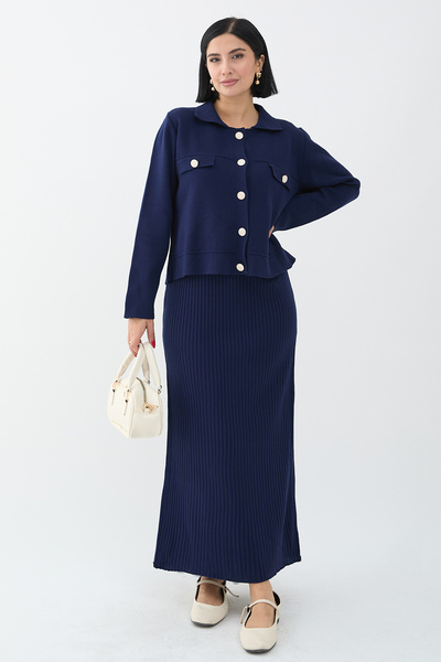 InStyle Синій трикотажний костюм з піджаком
