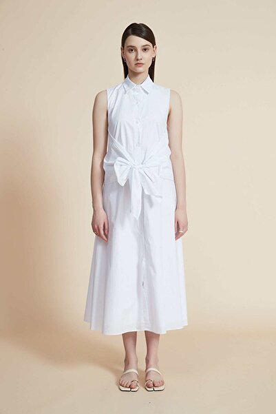 Yola Women's Solid Midi Dress with Shirt Collar