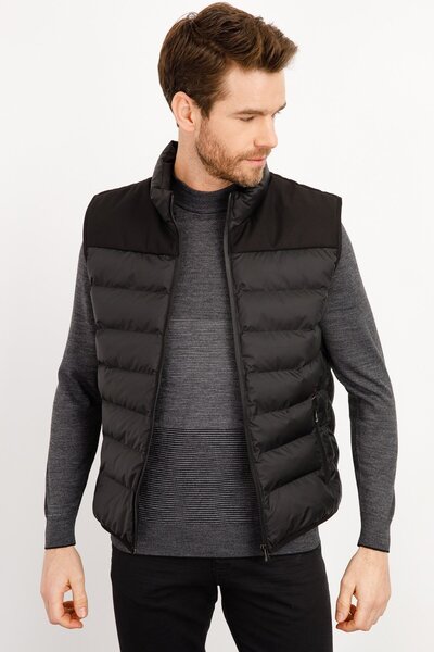 Desen Triko Men's Quilted Puffer Vest Black