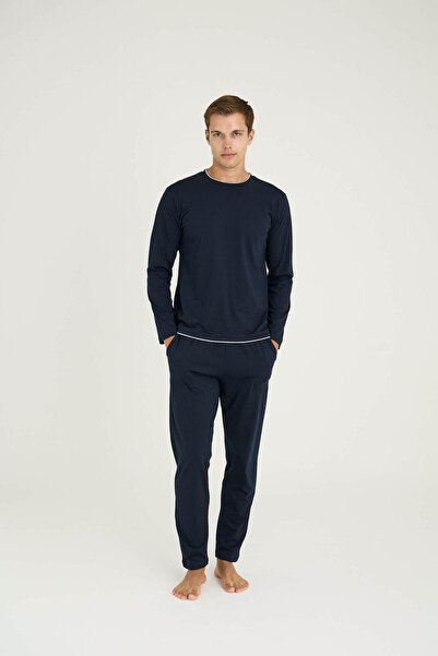 KLY Ανδρικό σετ πιτζάμες με μεσαίο γιακά Άνετο ύπνο Μοντέρνο σχέδιο