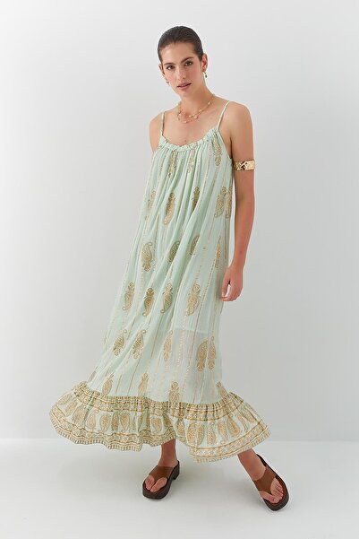MARKALİSTE Ethnic Patterned Strap Dress Mint