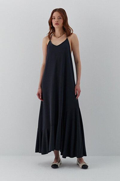 MARKALİSTE Сукня з V-подібним вирізом на бретельках, чорна