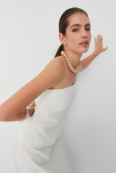 MARKALİSTE Blouse Cut Dress Ecru