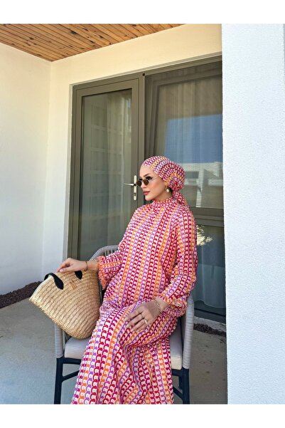 Melike Tatar Πολύχρωμο φόρεμα με λεπτομέρεια βολάν 32-3589